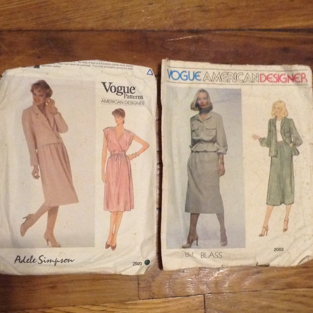Vintage 90s Vogue American Designer Bill Blass & Adele Simpson Sewing Patterns